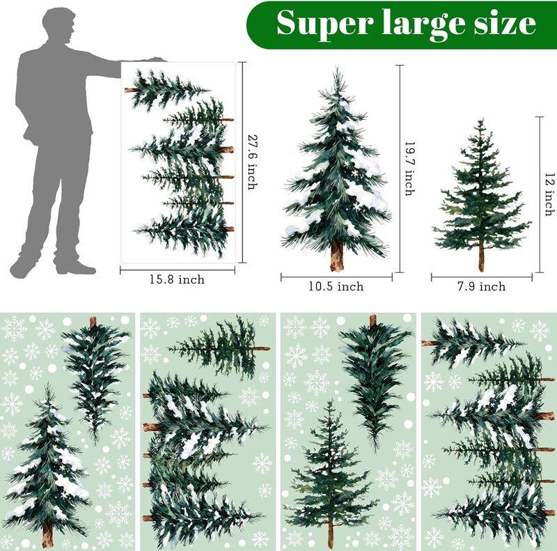 Pseutio 124 PCS Large Christmas Clings for Windows Trees Snowflake Window Clings Christmas Decorations - Image 2